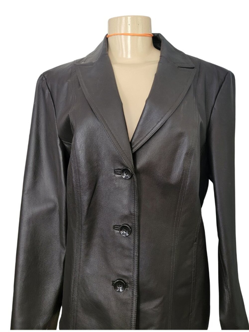 East 5th Brown Leather Collared 3 Button Blazer/Jacket - Picture 2 of 13